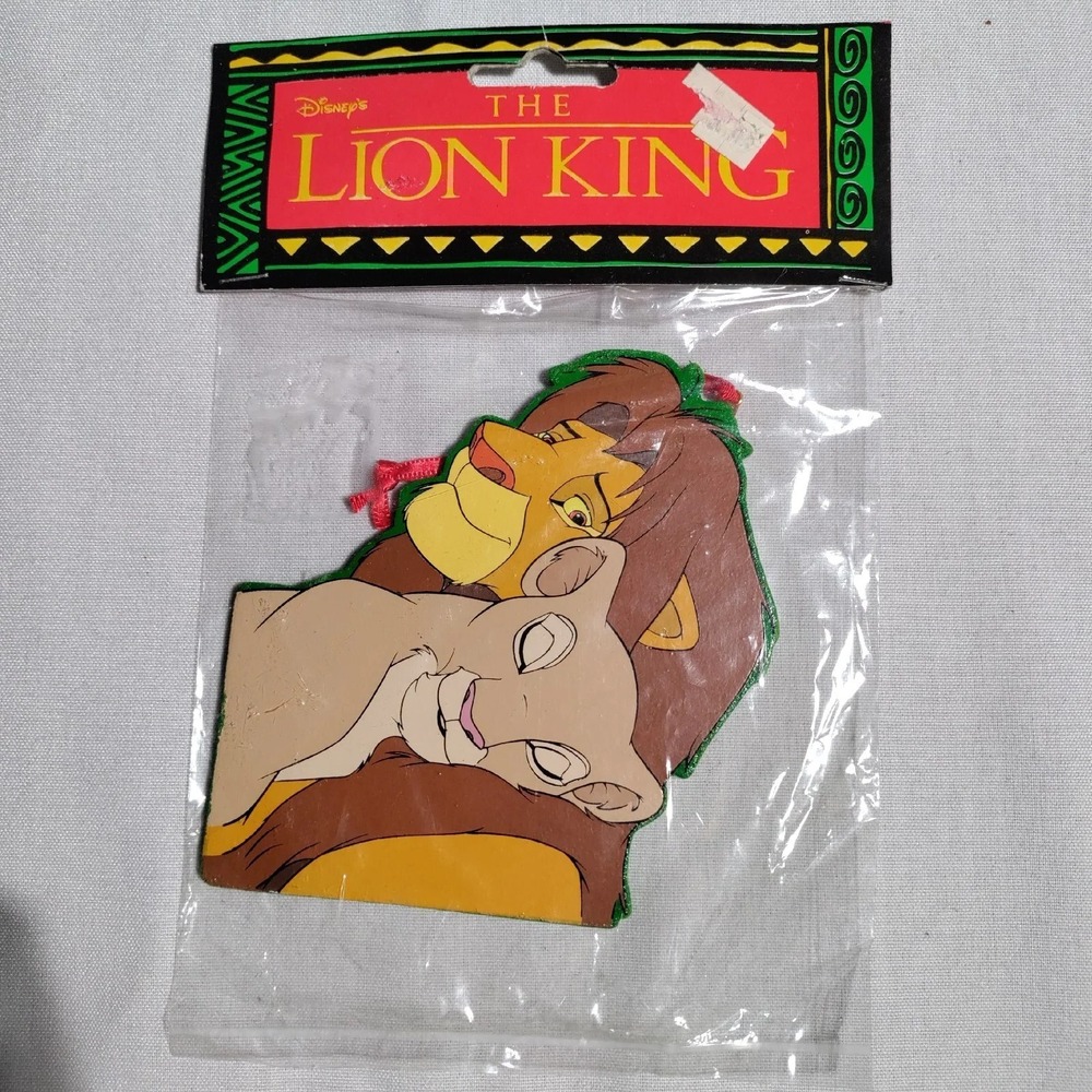 Vintage Disney Lion King Wooden Christmas Ornament Kurt Adler Nala and Mufasa